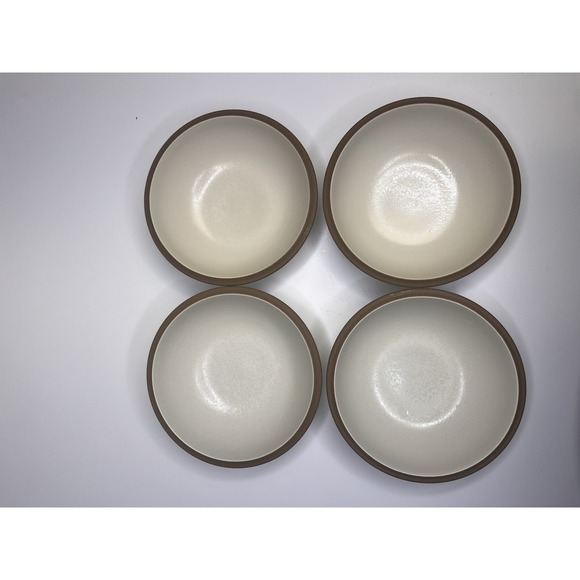 Dansk China SANTIAGO WHITE Cereal Bowl *NEW*  SET of 4 | Beige Body Tan Edge - Picture 4 of 14